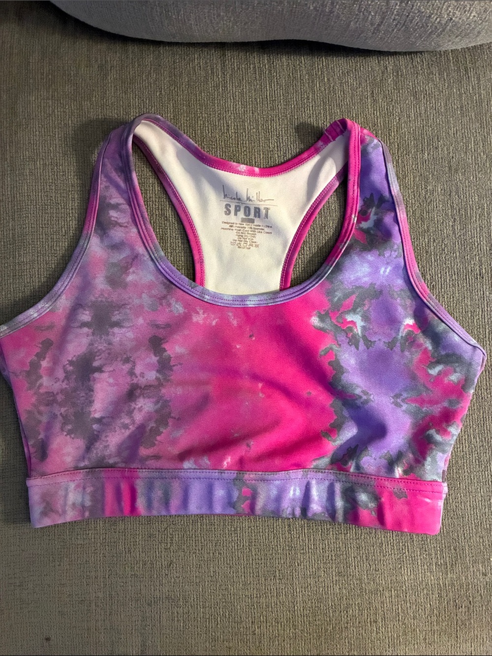 Nicole Miller Sport Pink & Purple Tie-Dye Racerback sports bra Top